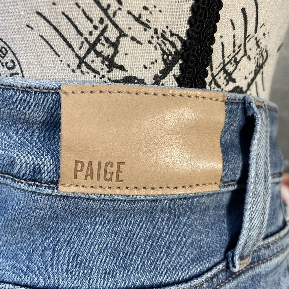 Paige Cindy Jeans Mel Destroyed Hem Ankle Straight Leg Womens Size 32, 28 Inseam - Picture 11 of 14